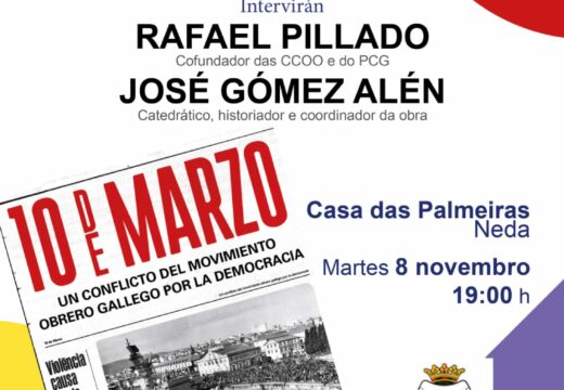 A Casa das Palmeiras de Neda acollerá este martes a presentación do libro “10 de marzo: un conflicto del movimiento obrero gallego por la democracia”